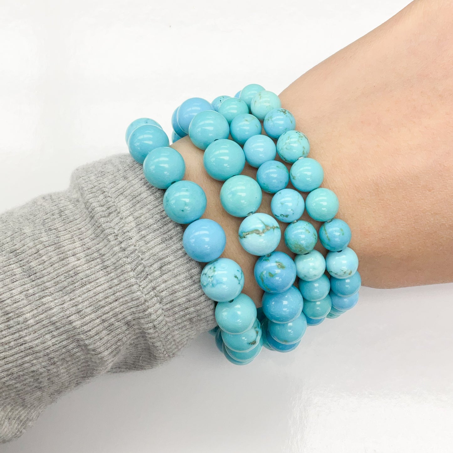 Blue Turquoise Beaded Gemstone Bracelet