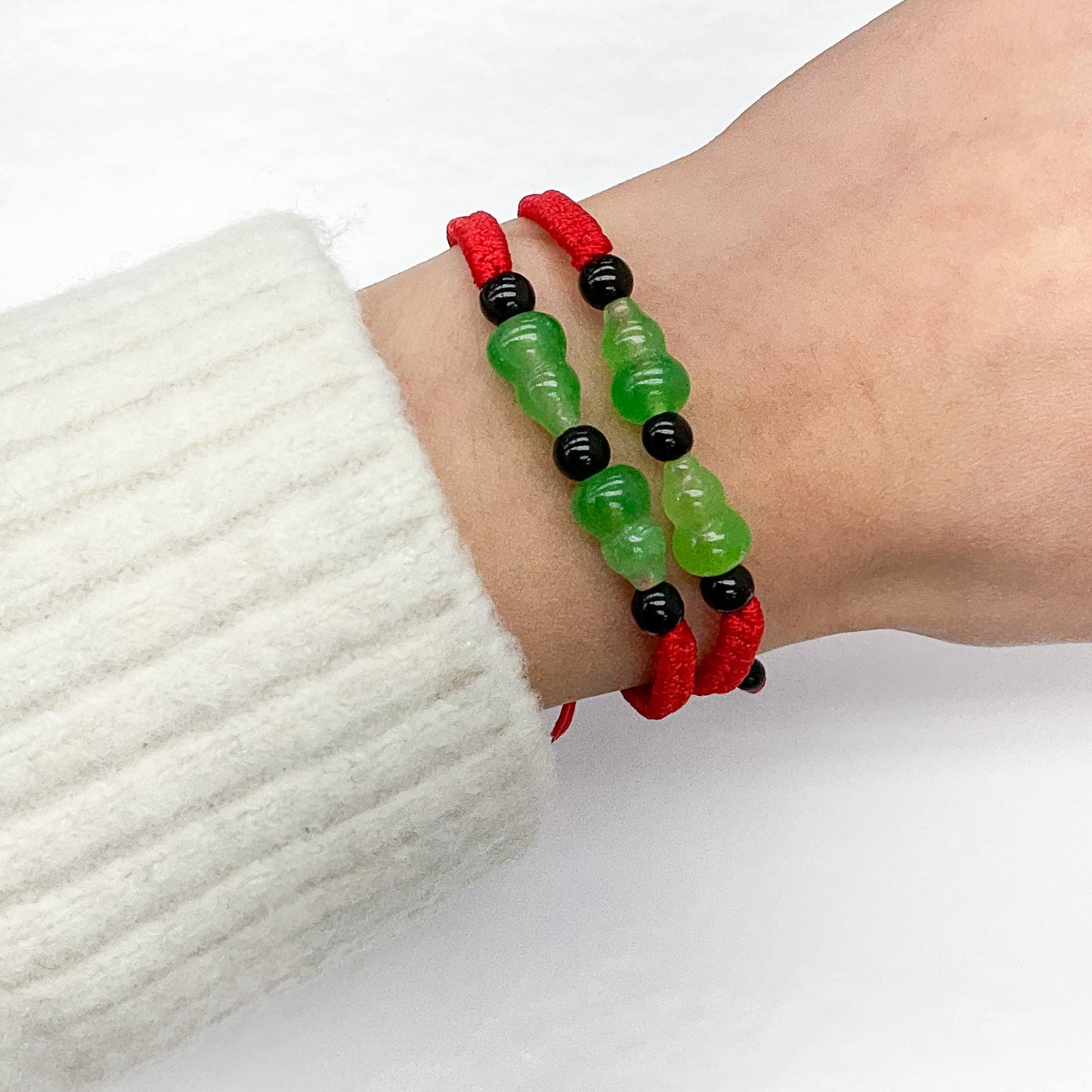 Jade Gourd Charm Red String Bracelet