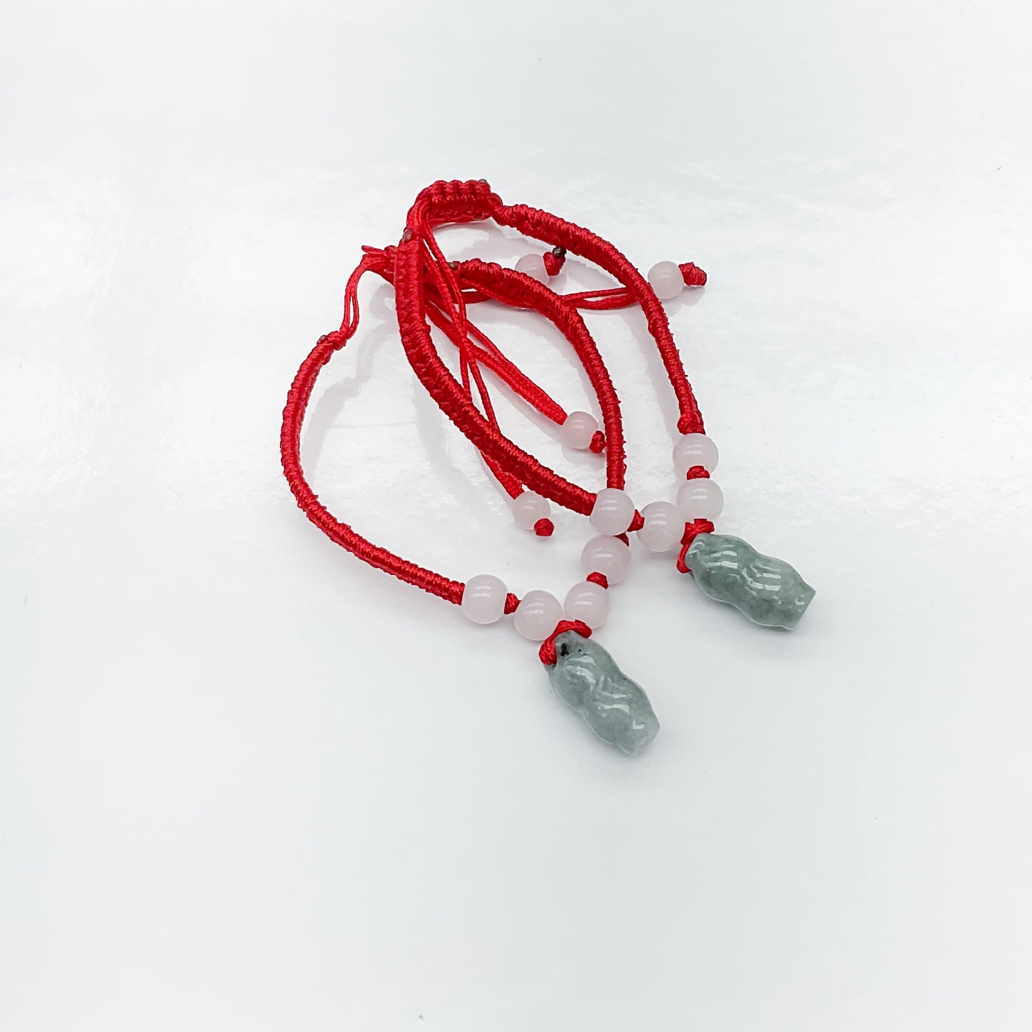 Jade Peanut Charm Red String Bracelet