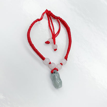 Jade Peanut Charm Red String Bracelet