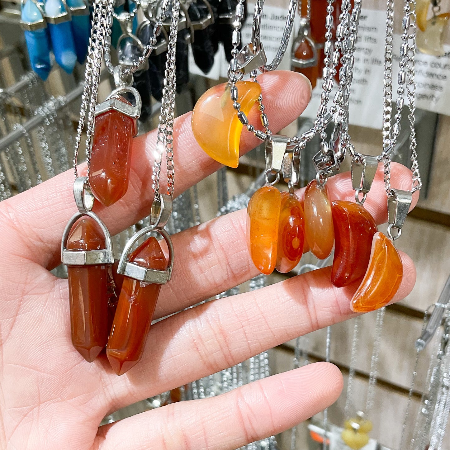 Carnelian Agate Crystal Necklace