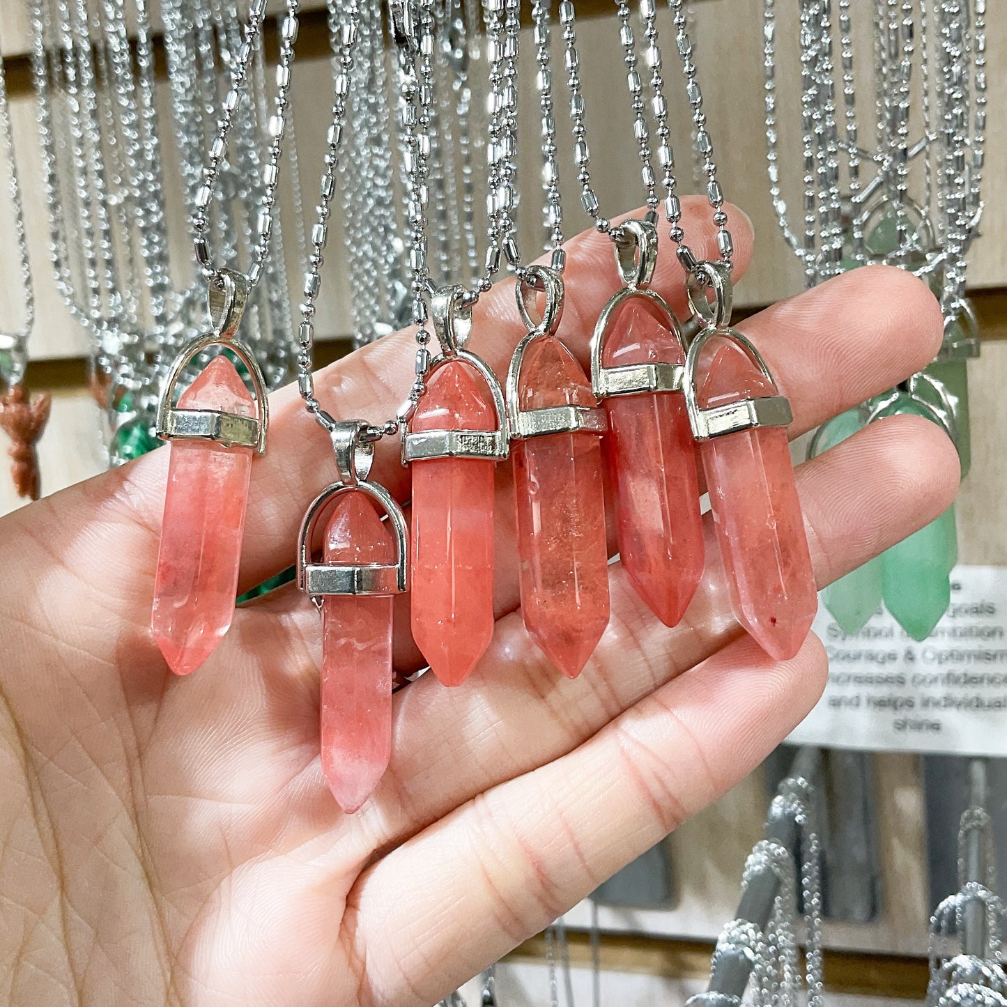 Cherry Quartz Crystal Necklace