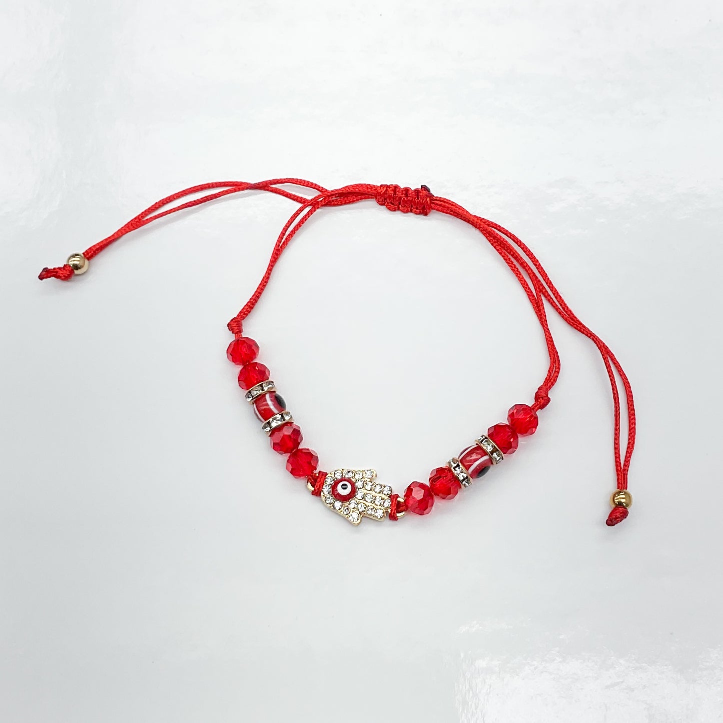 Red Evil Eye Hamsa Adjustable String Bracelet