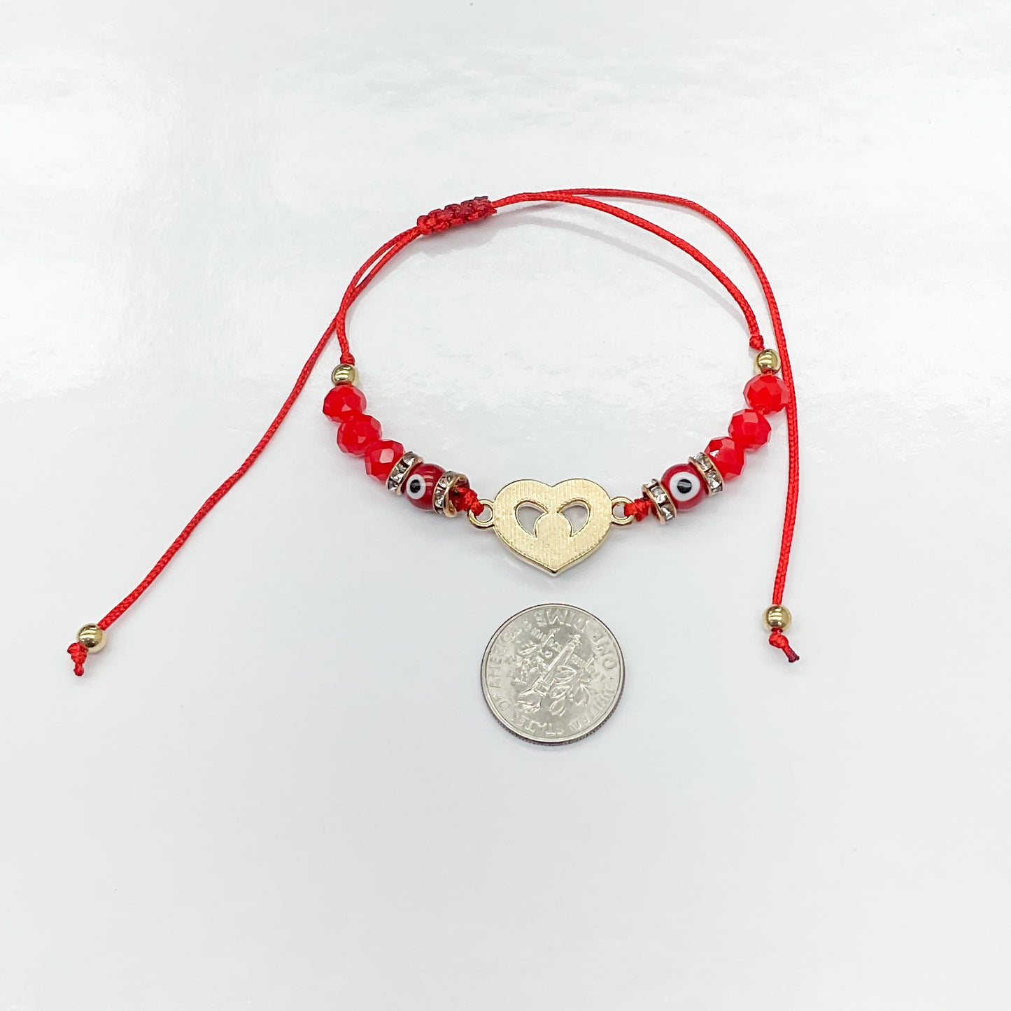 Evil Eye Heart Red String Bracelet