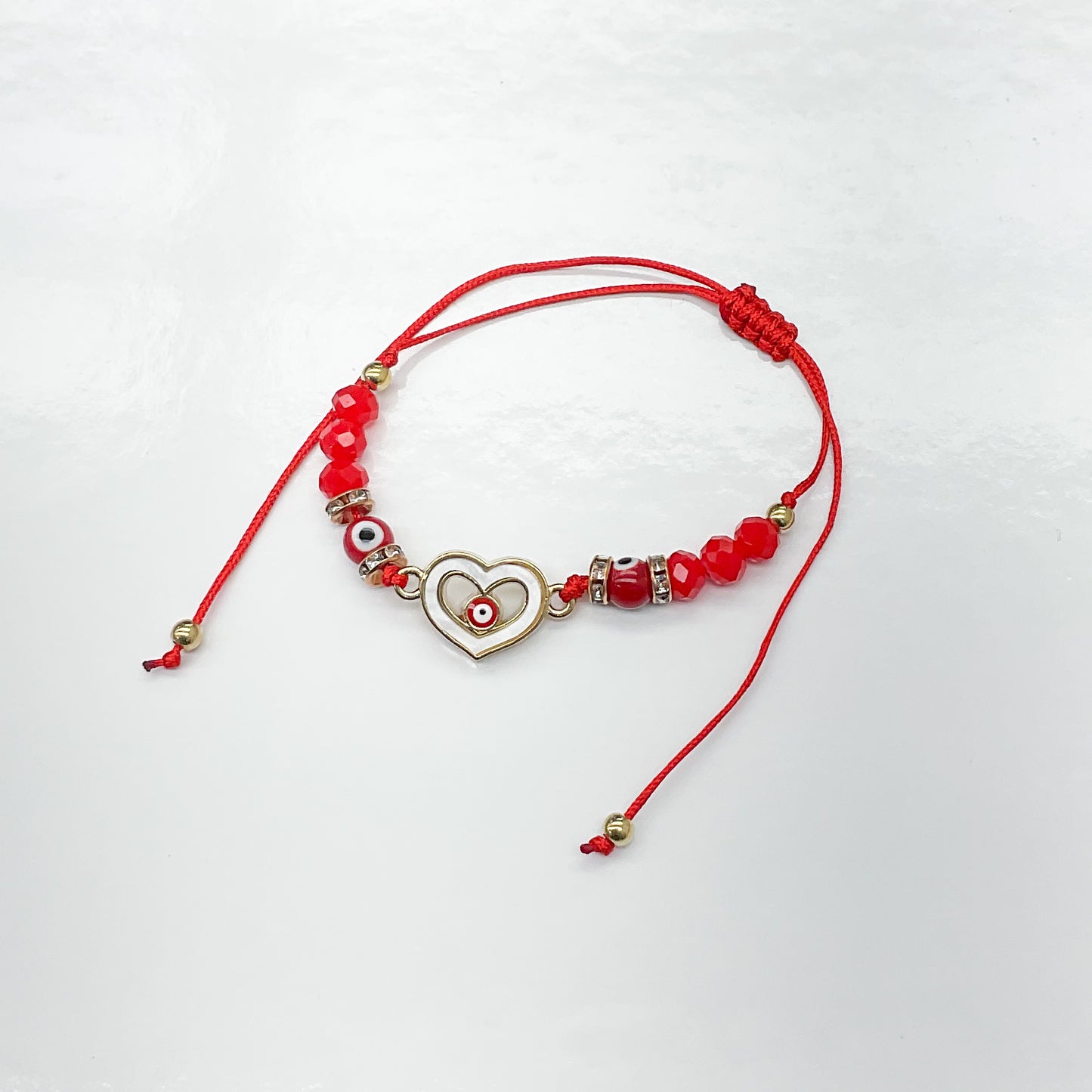 Evil Eye Heart Red String Bracelet