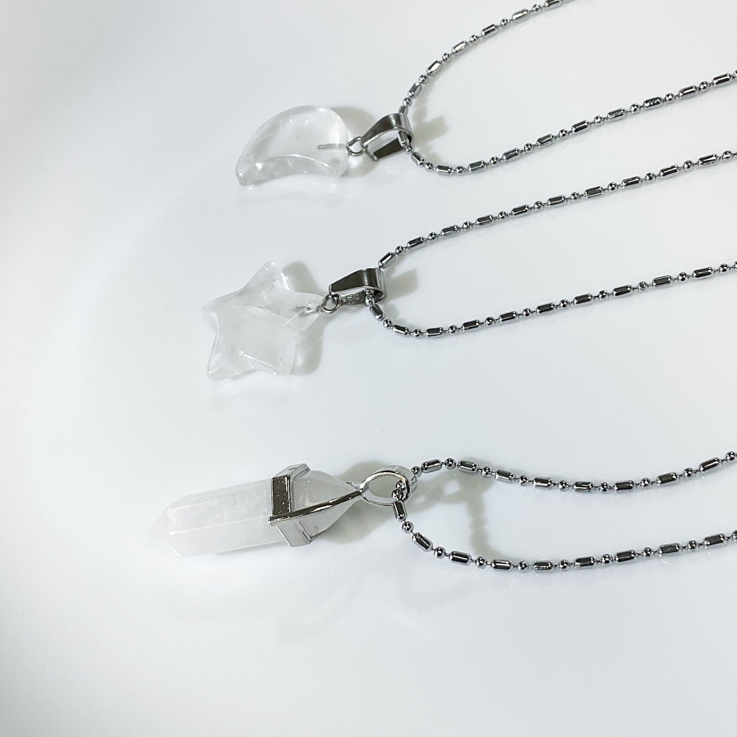 White Clear Quartz Crystal Necklace