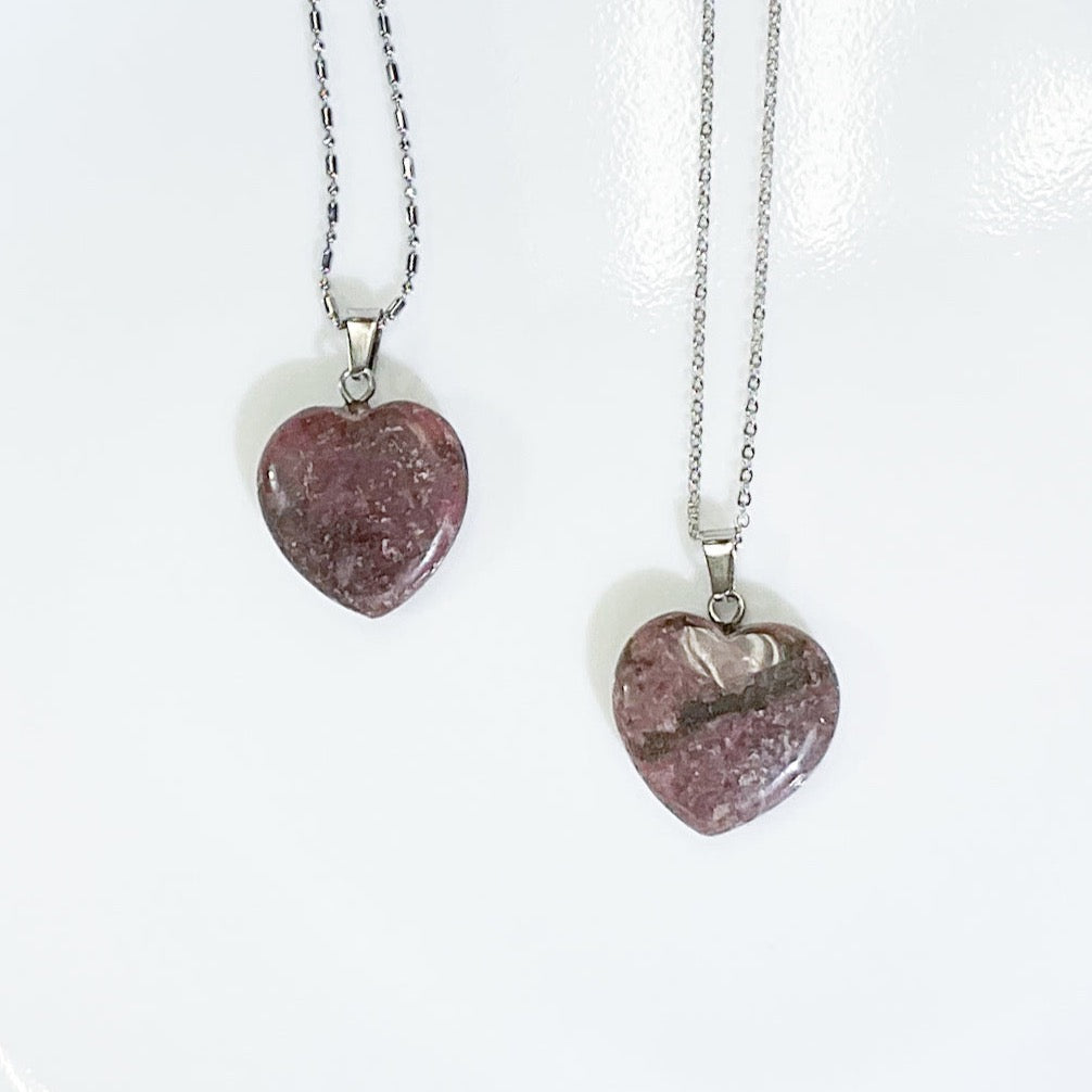 Thulite Crystal Heart Necklace