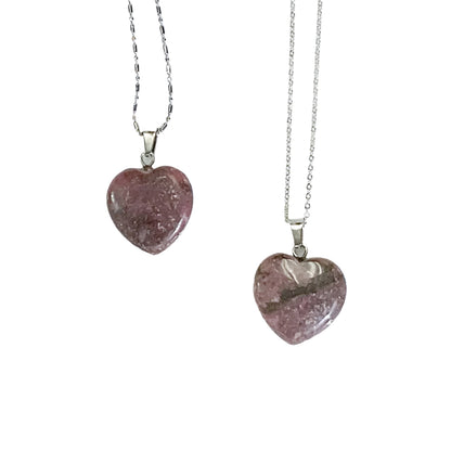 Thulite Crystal Heart Necklace