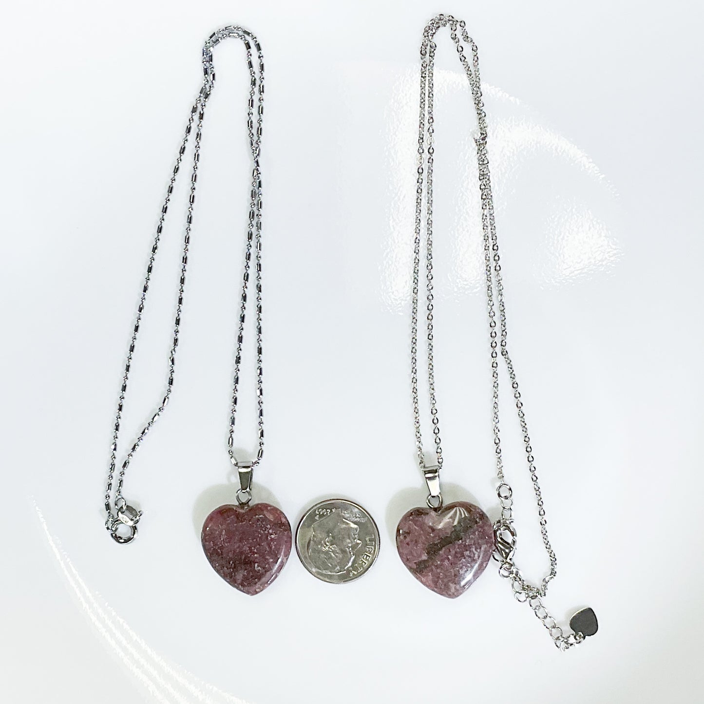 Thulite Crystal Heart Necklace