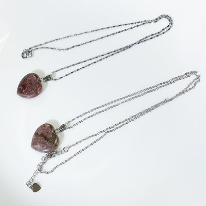 Thulite Crystal Heart Necklace