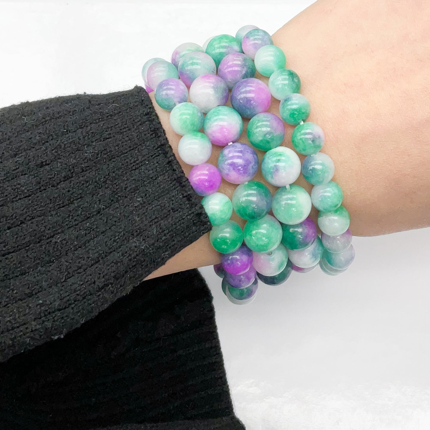 Dyed Lavender Green Jade Gemstone Bracelet