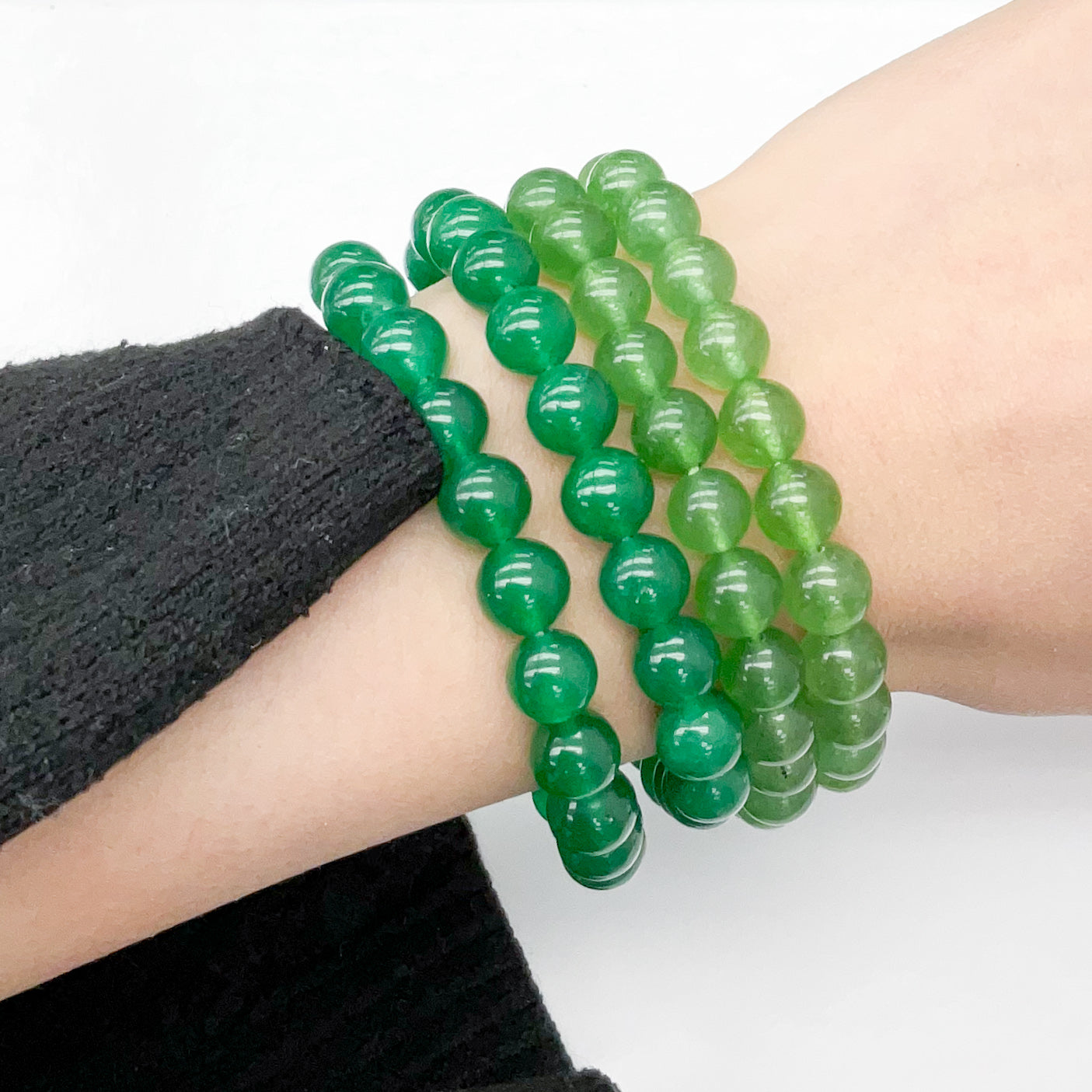 Translucent Green Jade Gemstone Bracelet 8 mm