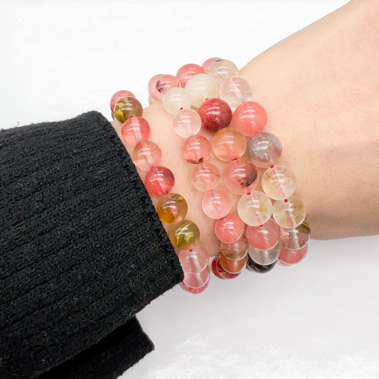 Cherry Quartz Gemstone Beaded Bracelet