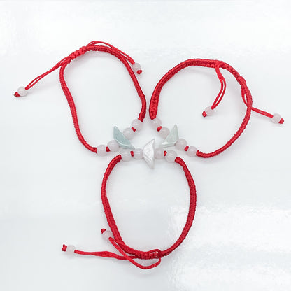 White Jade Ingot Coin Red String Bracelet