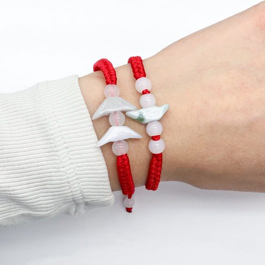 White Jade Ingot Coin Red String Bracelet