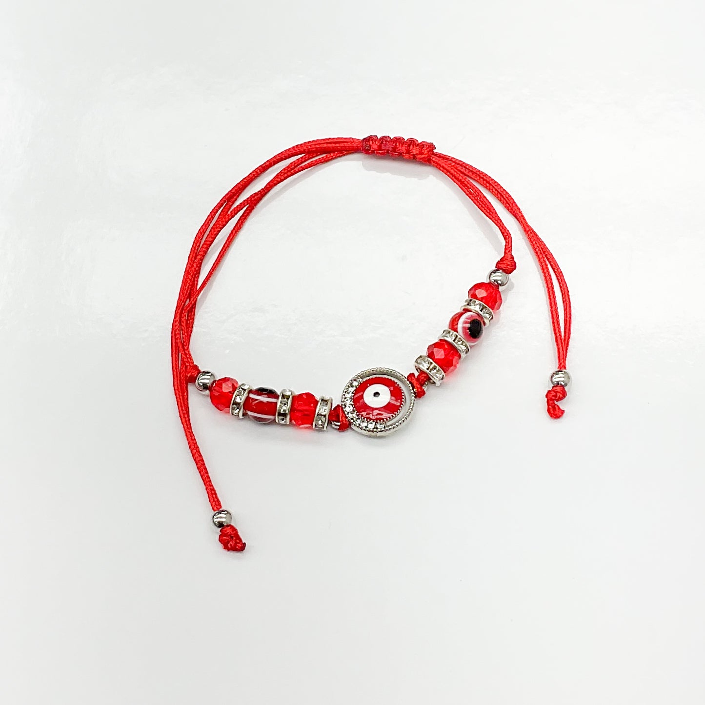 Blue and Red Evil Eye String Bracelet