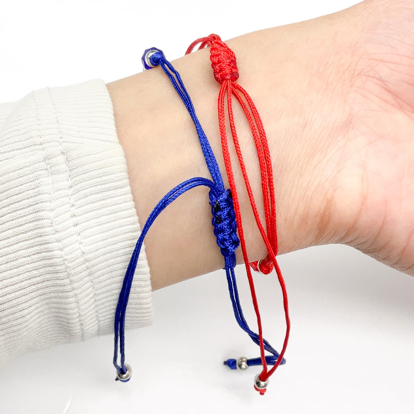 Blue and Red Evil Eye String Bracelet