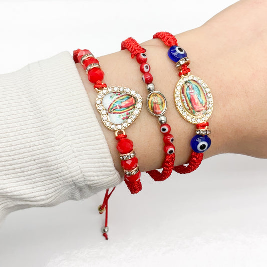 Our Lady of Guadalupe Evil Eye String Bracelet