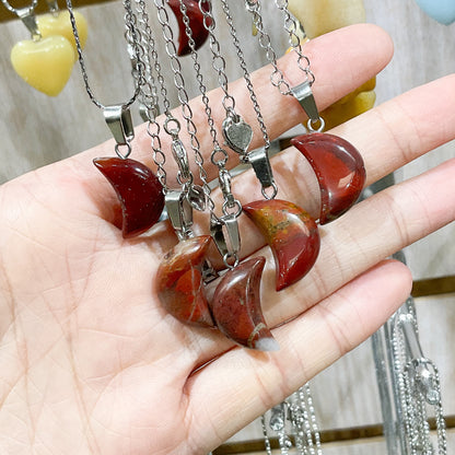 Red Jasper Moon Crystal Necklace