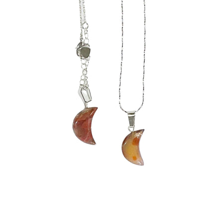 Red Jasper Moon Crystal Necklace