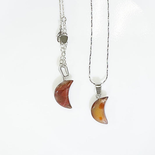 Red Jasper Moon Crystal Necklace