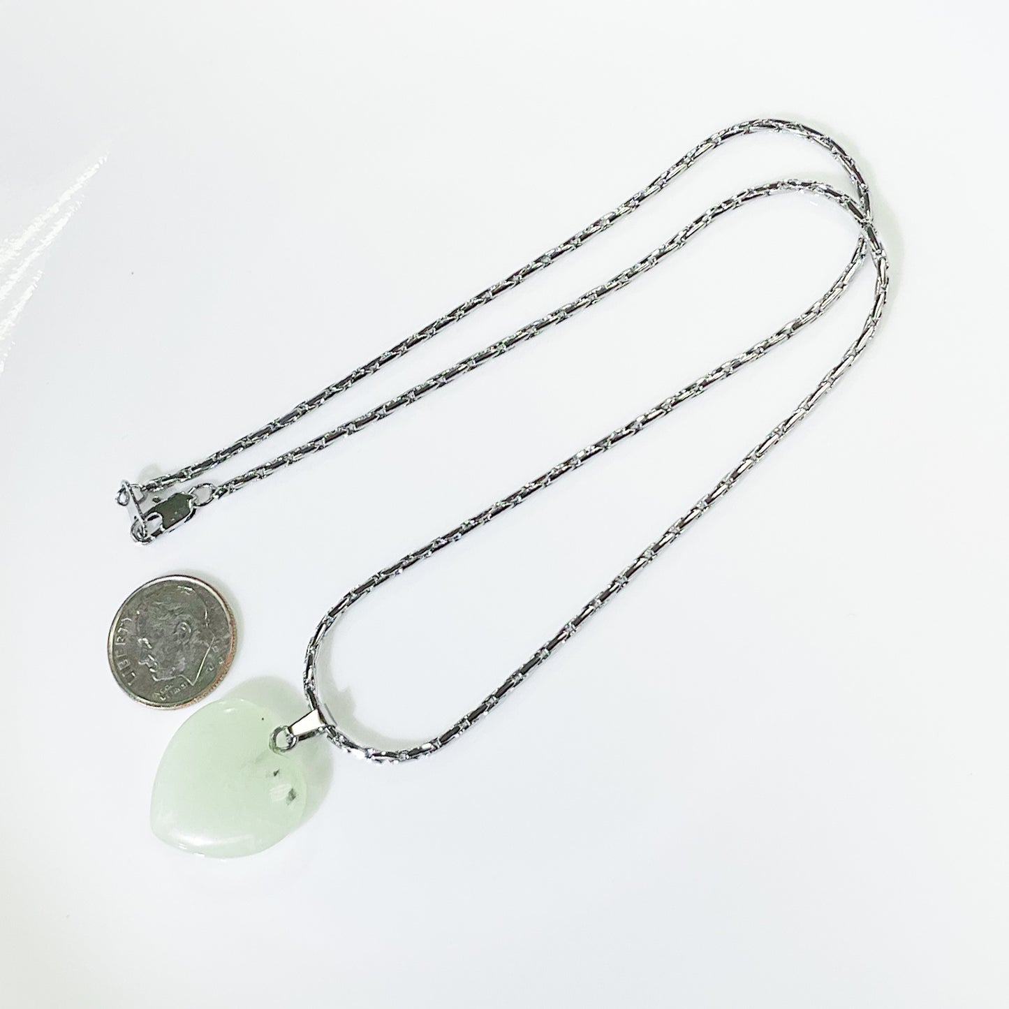 Light Green Chinese Jade Heart Crystal Necklace