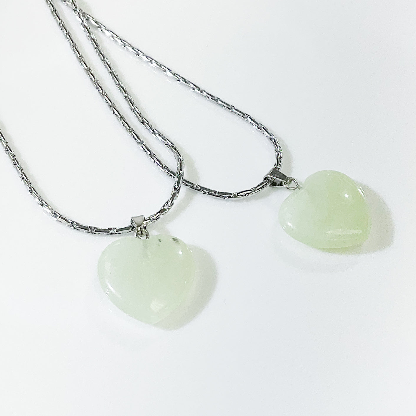 Light Green Chinese Jade Heart Crystal Necklace