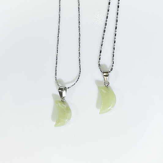 Olive Jade Moon Crystal Necklace