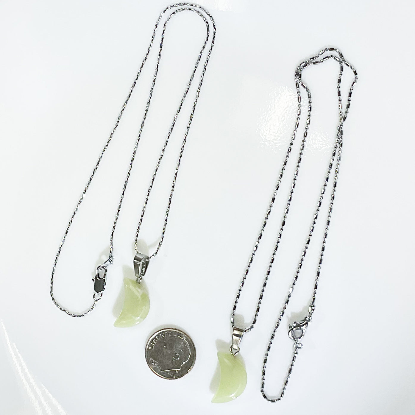 Olive Jade Moon Crystal Necklace