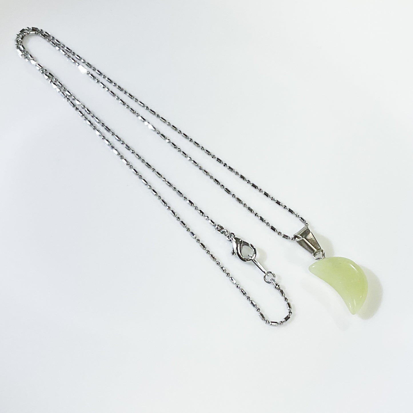 Olive Jade Moon Crystal Necklace