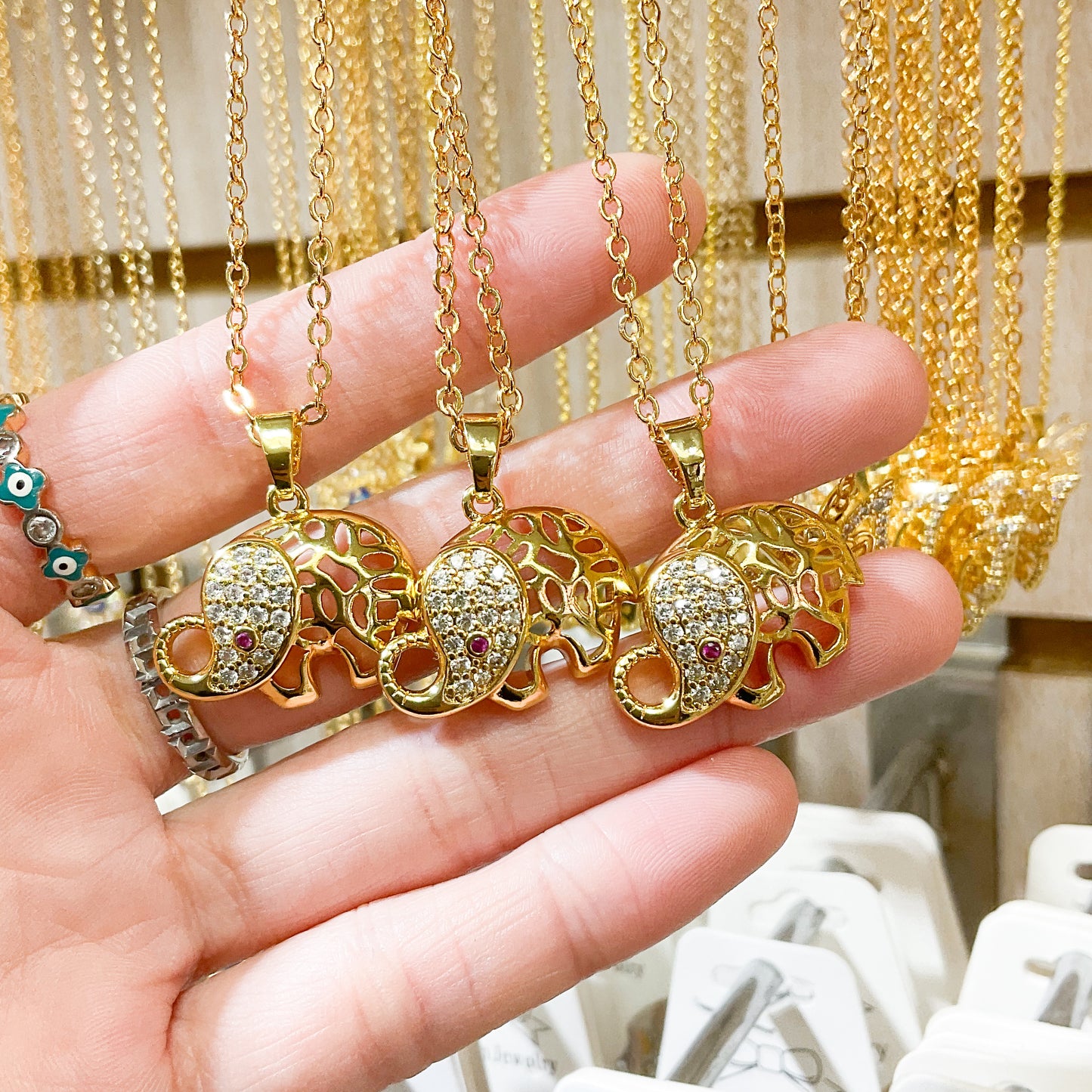 Elephant Charm Gold-plated Necklace