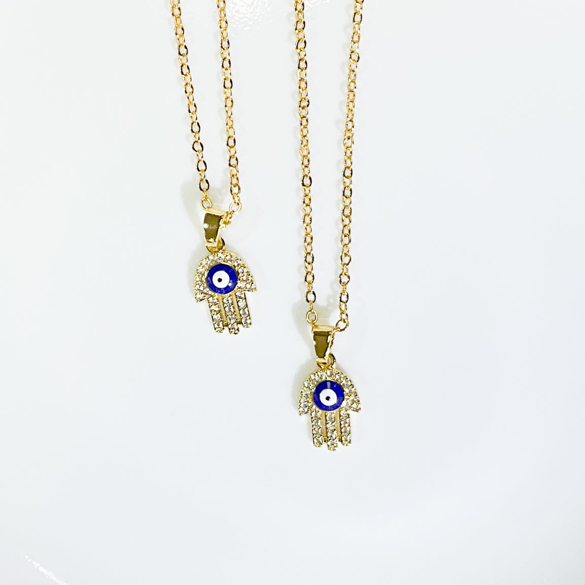 Blue Evil Eye Hamsa Gold-plated Necklace