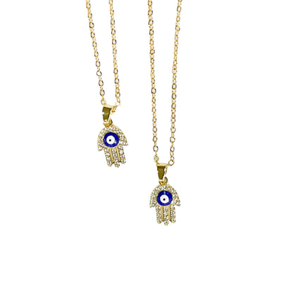 Blue Evil Eye Hamsa Gold-plated Necklace