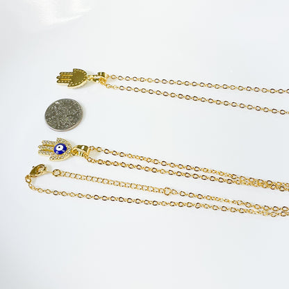 Blue Evil Eye Hamsa Gold-plated Necklace