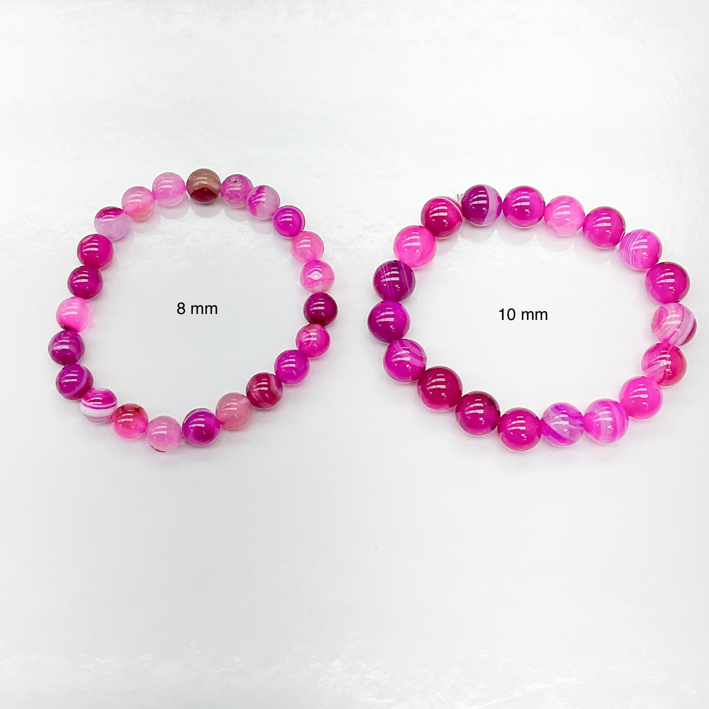 Magenta Banded Agate Beaded Bracelet