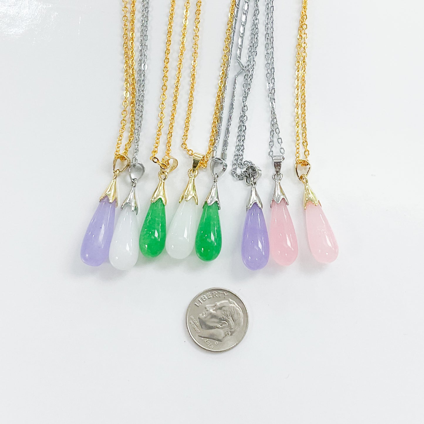 Rounded Jade Teardrop Necklace