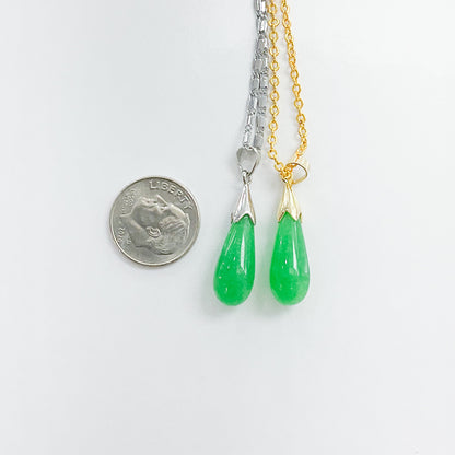 Rounded Jade Teardrop Necklace