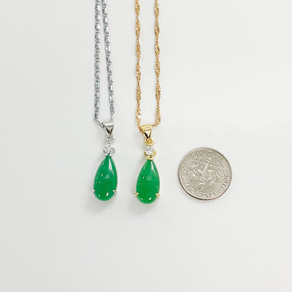 Simple Jade Teardrop Necklace