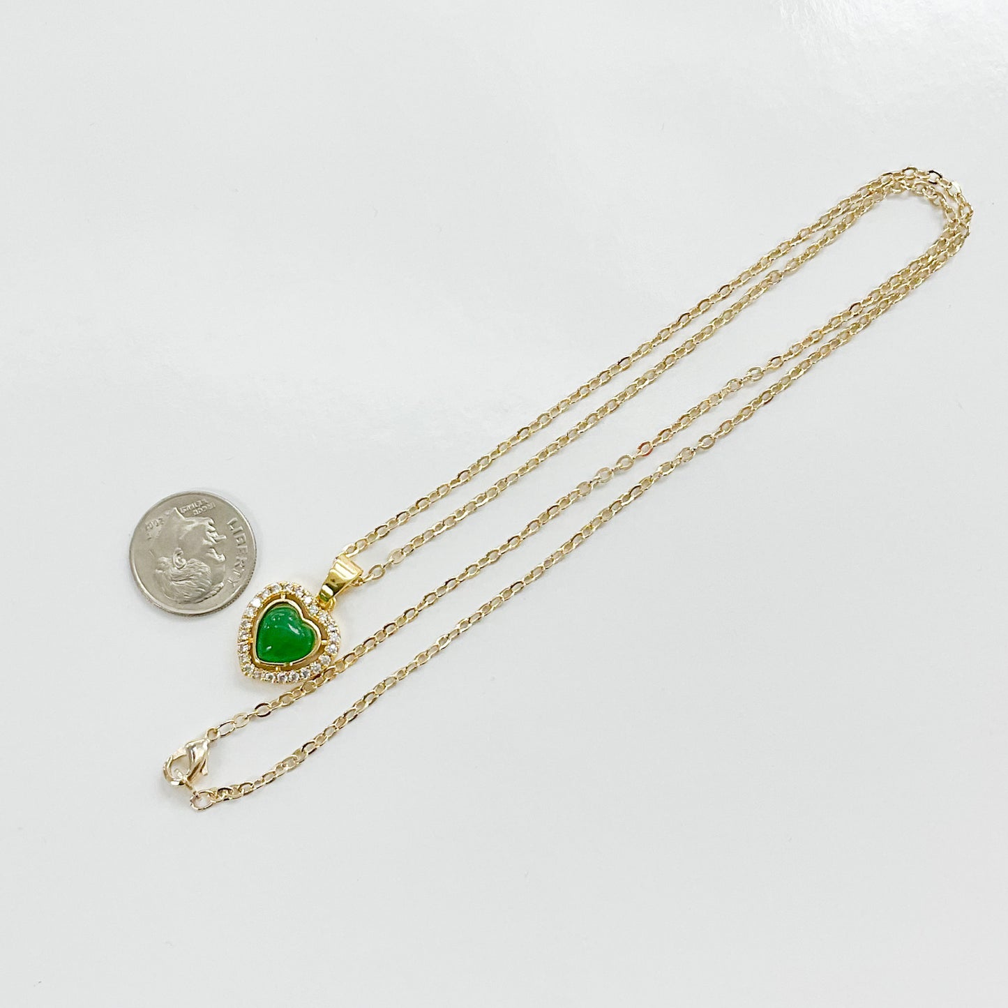 Mini Green Jade Heart Necklace