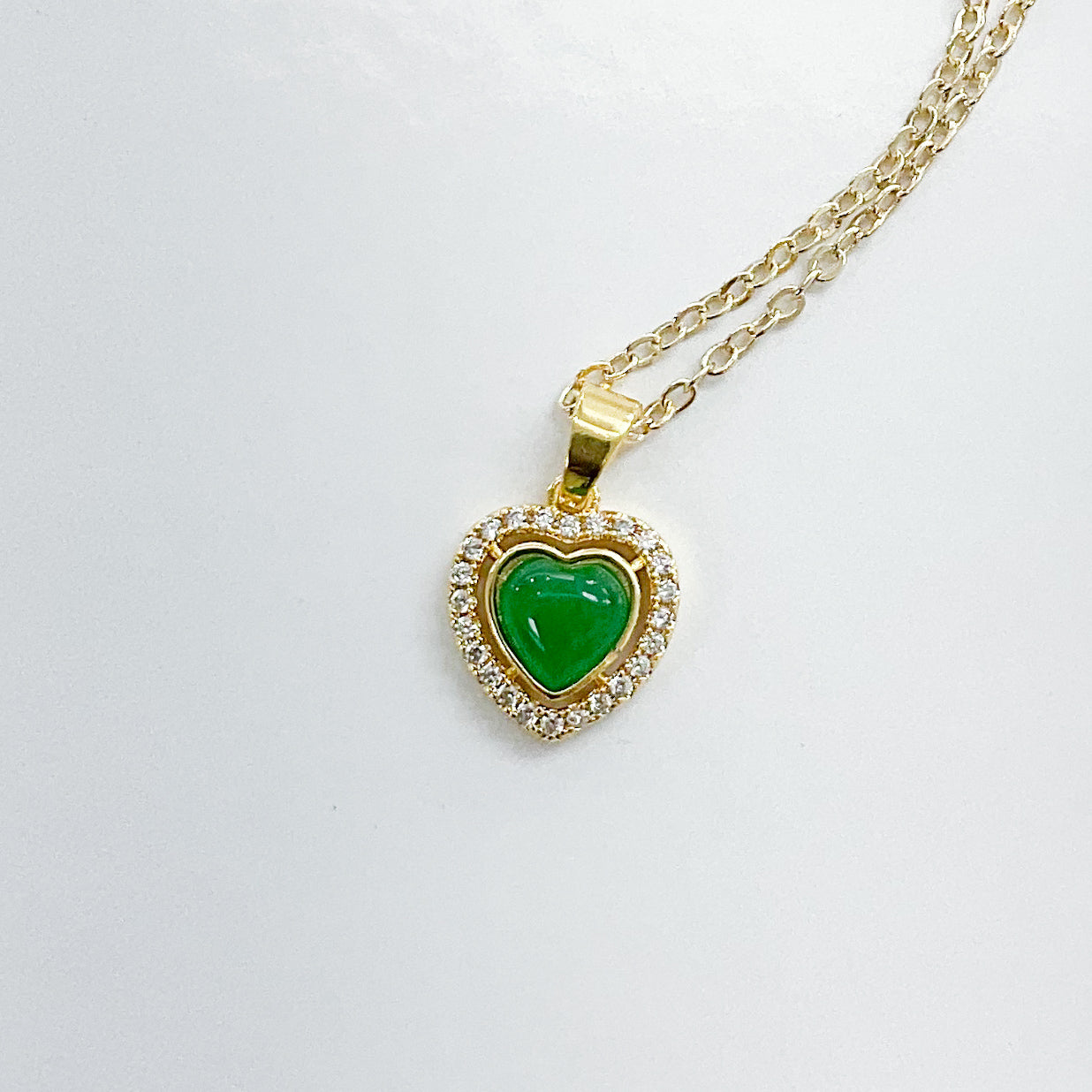 Mini Green Jade Heart Necklace