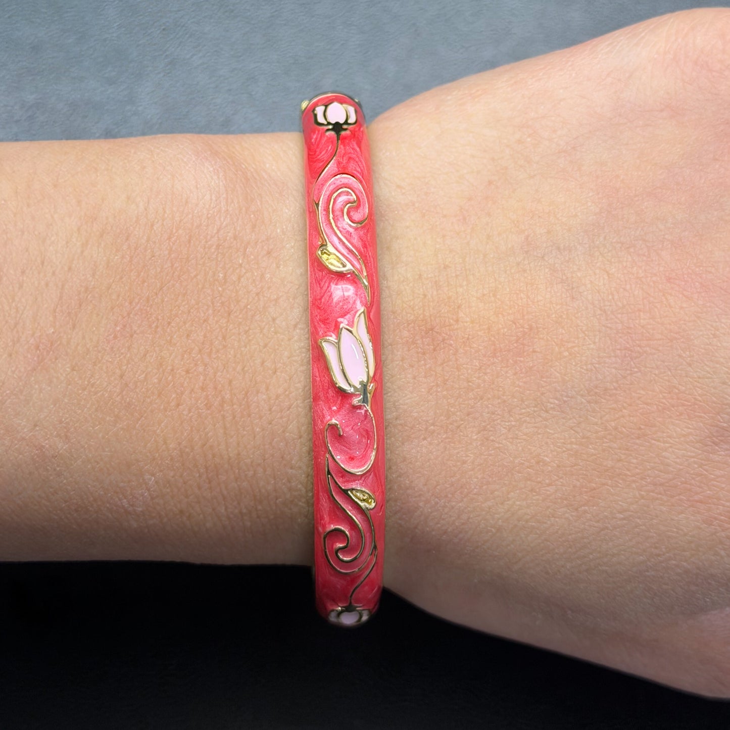 7 mm Tulip Flower Enamel Bangle