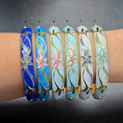 10 mm Floral Enamel Bangle with CZ stones