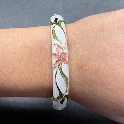 10 mm Floral Enamel Bangle with CZ stones