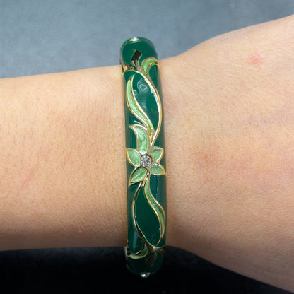 10 mm Floral Enamel Bangle with CZ stones