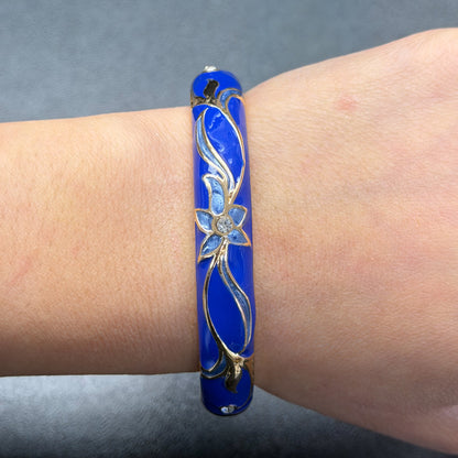 10 mm Floral Enamel Bangle with CZ stones