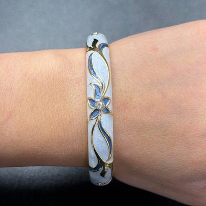 10 mm Floral Enamel Bangle with CZ stones