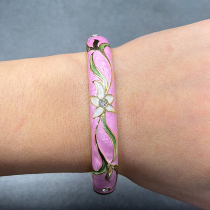 10 mm Floral Enamel Bangle with CZ stones