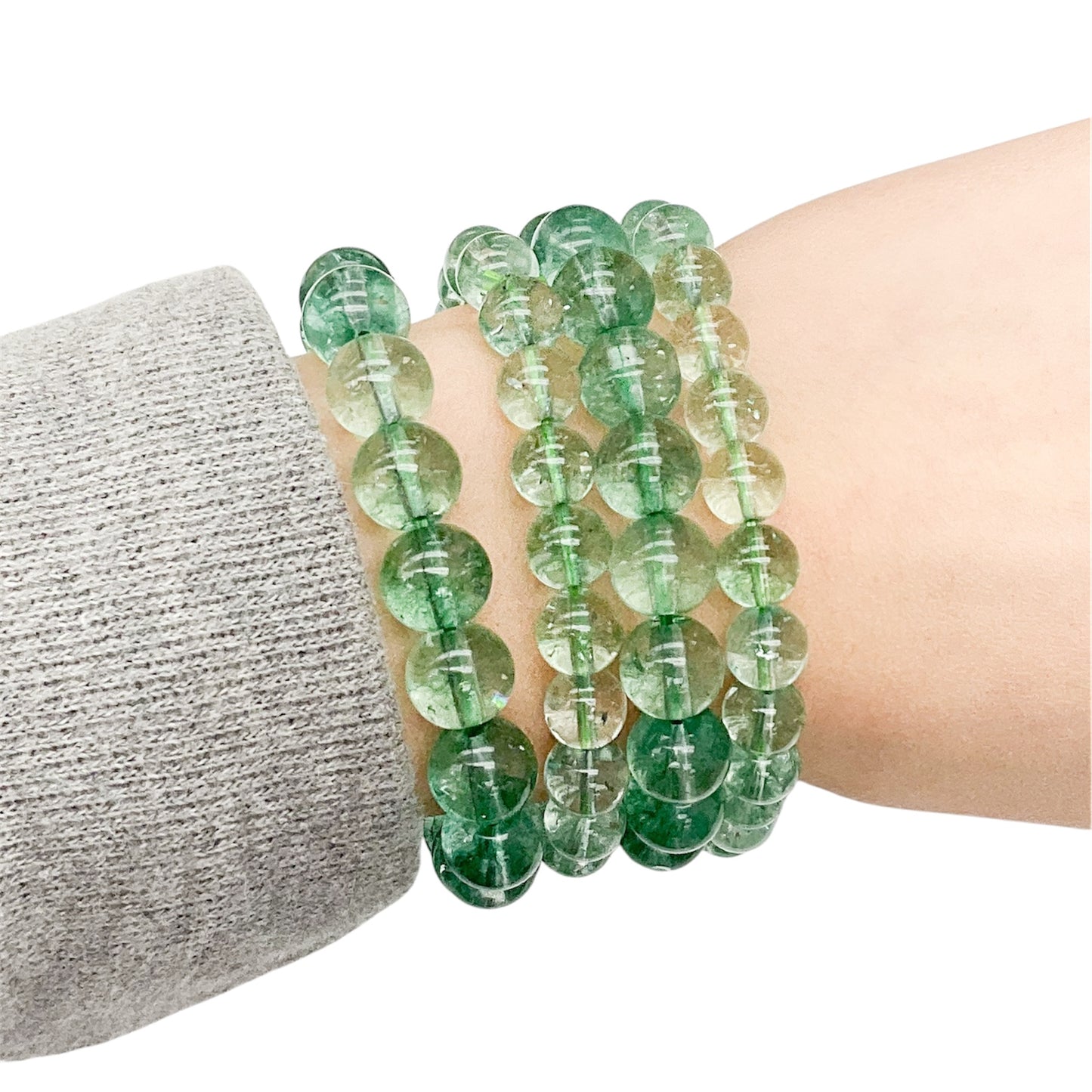 Green Rutilated Crackle Quartz Beaded Bracelet