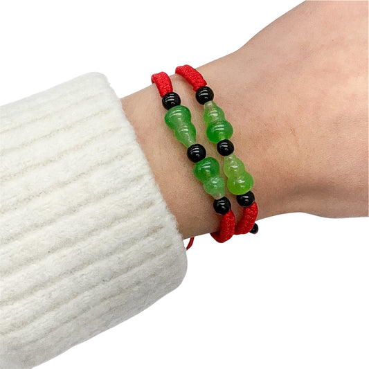 Jade Gourd Charm Red String Bracelet