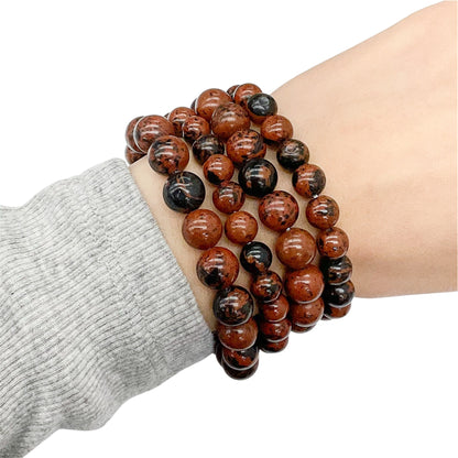 Mahogany Obsidian Beaded Gemstone Bracelet